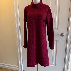 Elegant Burgundy Turtleneck Dress